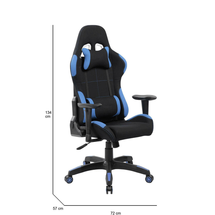 Sedia da gaming Daren, Poltrona da gaming adulto, Sedia da scrivania, 57x72h124/134 cm, Nero e Blu