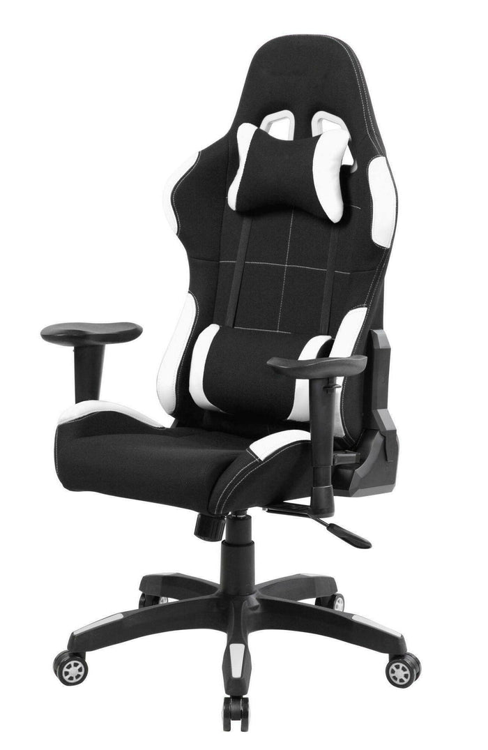 Sedia da gaming Daren, Poltrona da gaming adulto, Sedia da scrivania, 57x72h124/134 cm, Nero e Bianco