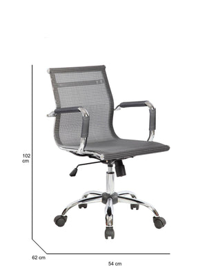 Sedia da ufficio Dmannin, Poltrona direzionale con braccioli, Sedia ergonomica da ufficio, Grigio, 62x54h92/102 cm