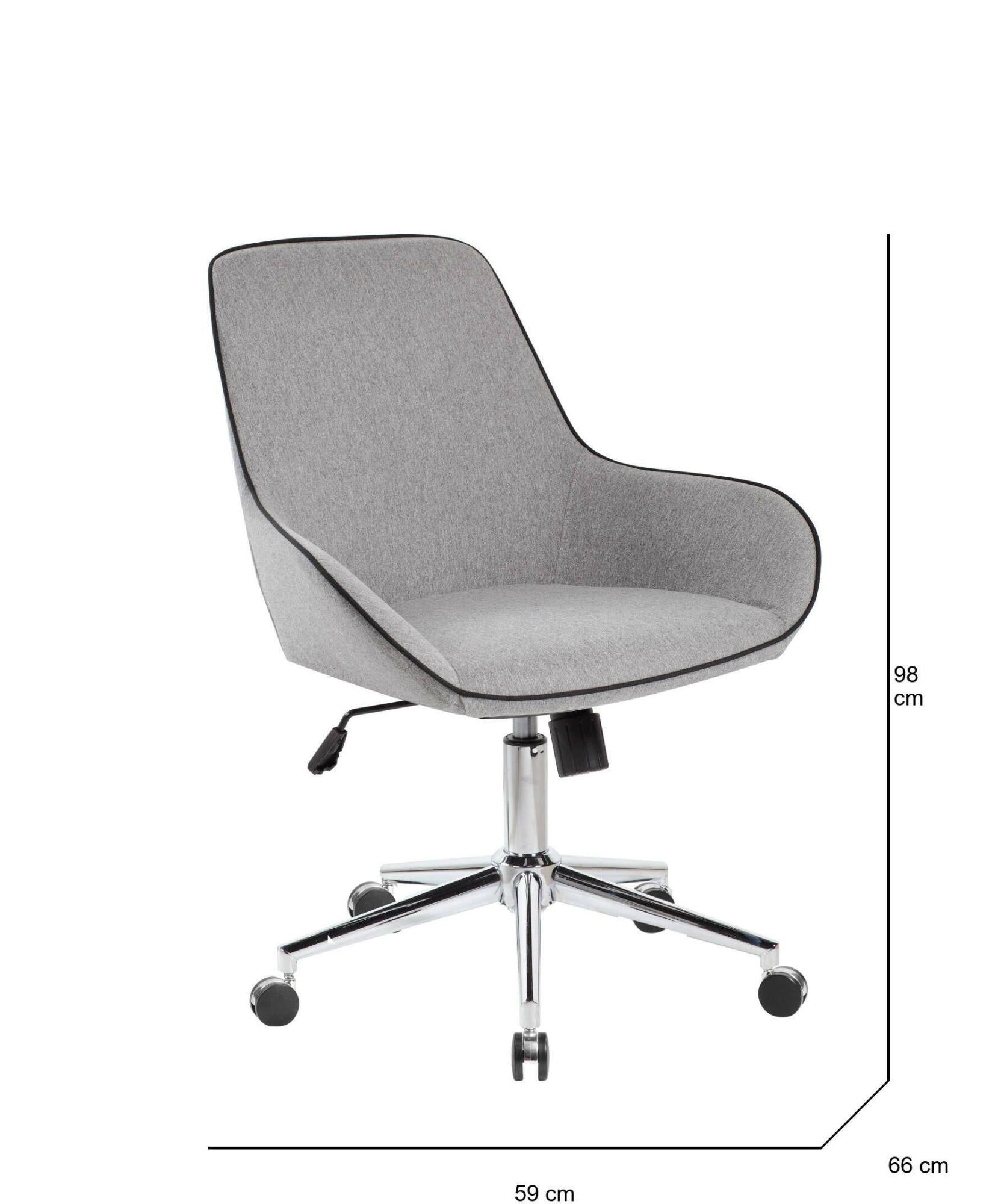 Sedia da ufficio Dcampan, Poltrona operativa con ruote, Seduta ergonomica da ufficio, 66x59h98 cm, Grigio