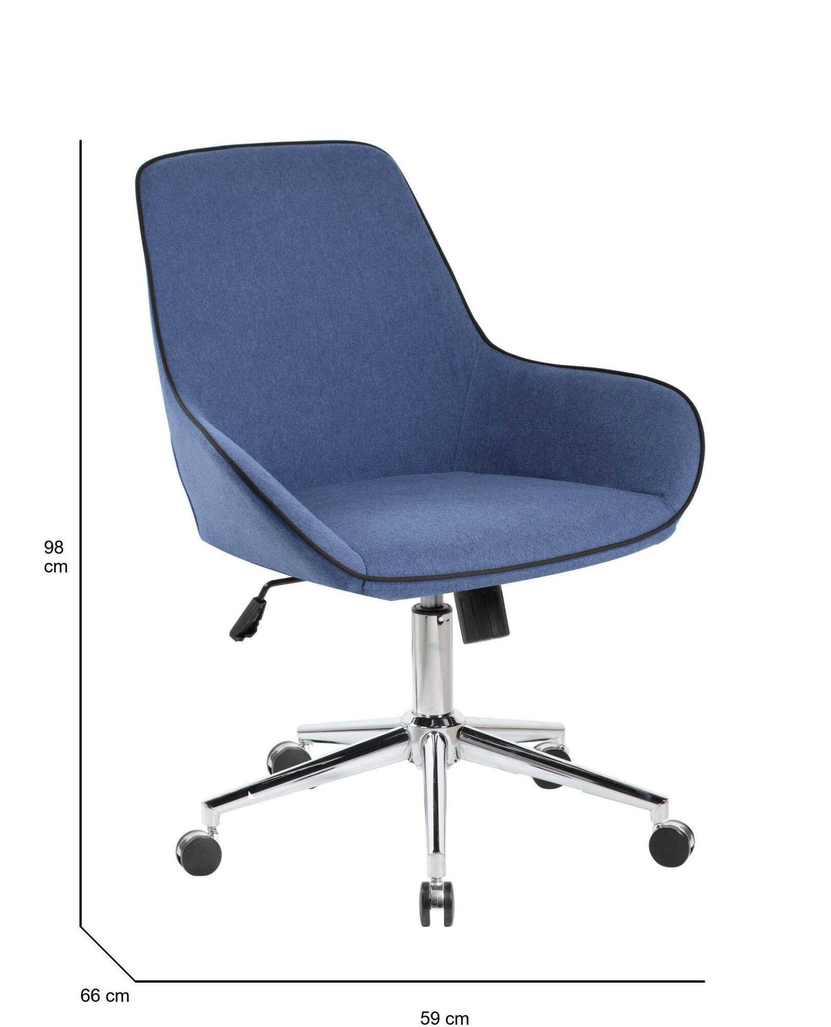 Sedia da ufficio Dcampan, Poltrona operativa con ruote, Seduta ergonomica da ufficio, 66x59h98 cm, Blu