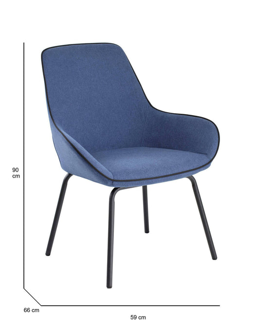 Sedia da ufficio Dglionn, Sedute sala da attesa per ufficio, Seduta ergonomica da attesa, 66x59h90 cm, Blu