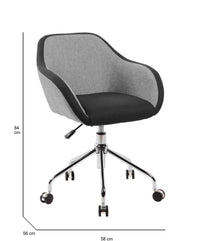 Sedia da ufficio Dgorgon, Poltrona operativa da ufficio, Seduta ergonomica da ufficio, 56x58h77/84 cm, Grigio e Nero