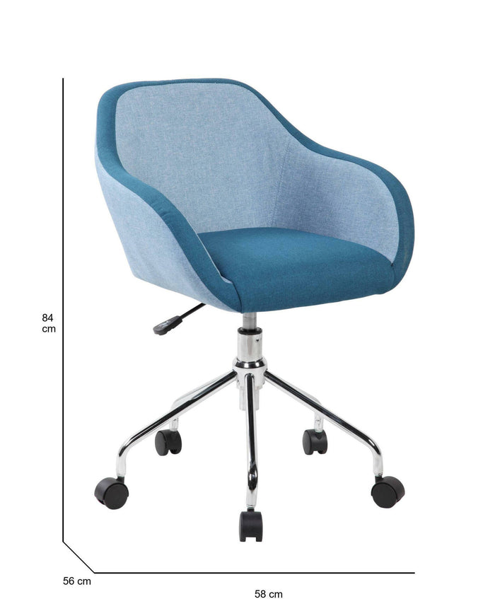 Sedia da ufficio Dgorgon, Poltrona operativa da ufficio, Seduta ergonomica da ufficio, 56x58h77/84 cm, Blu