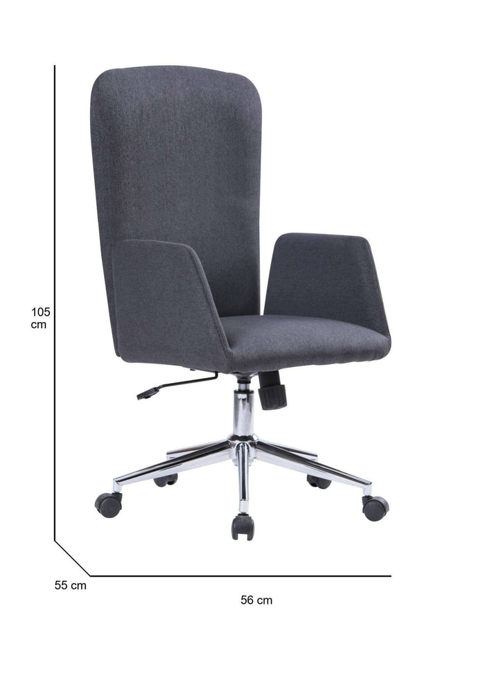 Sedia da ufficio Dgali, Poltrona presidenziale con braccioli, Sedia ergonomica direzionale da ufficio, 55x56h98/105 cm, Grigio