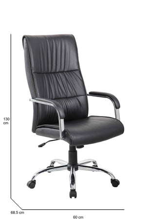 Sedia da ufficio Dalbin, Poltrona presidenziale alta con braccioli, Sedia ergonomica da ufficio, 69x60h120/130 cm, Nero