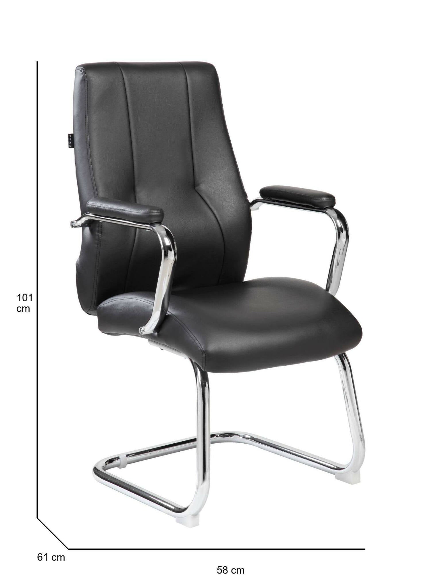 Sedia da ufficio Dmoncin, Seduta sala da attesa con braccioli per ufficio, Seduta ergonomica da attesa, 61x58h101 cm, Nero