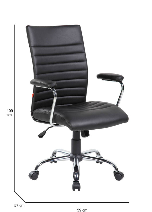 Sedia da ufficio Doliveri, Poltrona direzionale con braccioli, Sedia ergonomica da ufficio, 57x59h100/109 cm, Nero