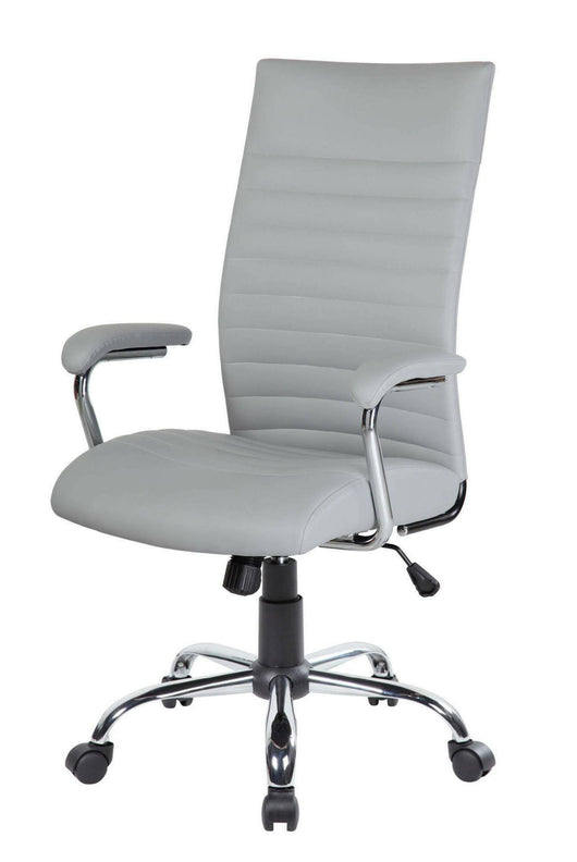 Sedia da ufficio Ddim, Poltrona presidenziale con braccioli, Sedia ergonomica da ufficio, 63x65h108/118 cm, Grigio