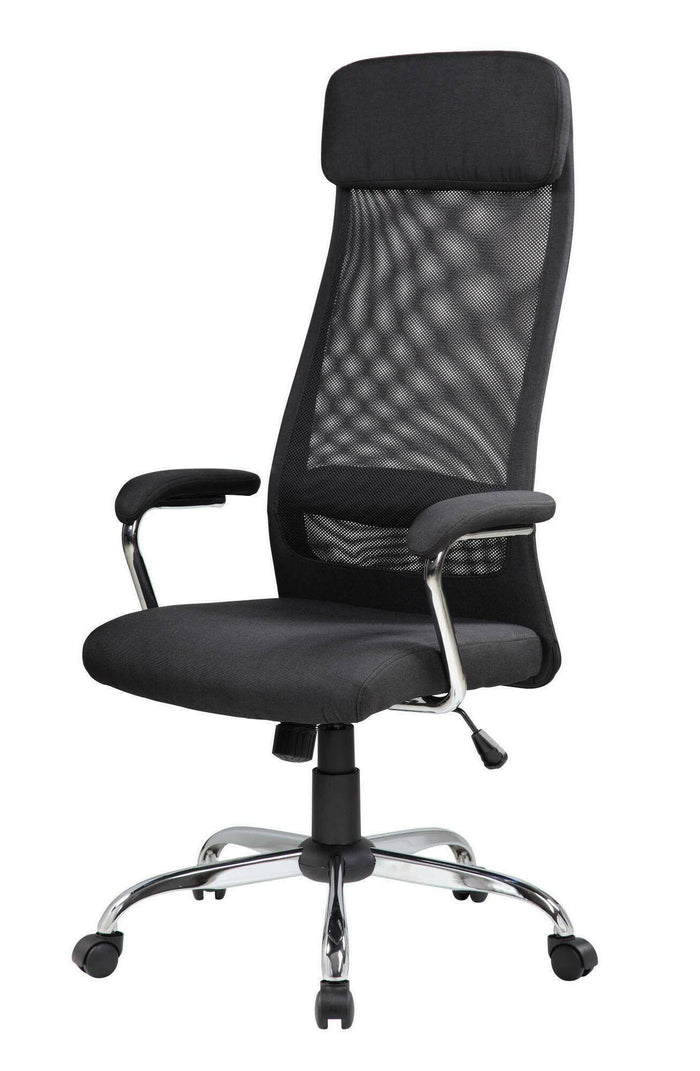 Sedia da ufficio Dartic, Poltrona presidenziale con braccioli, Sedia ergonomica da ufficio, 65x65h126/136 cm, Nero