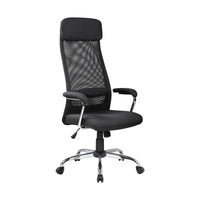 Sedia da ufficio Dartic, Poltrona presidenziale con braccioli, Sedia ergonomica da ufficio, 65x65h126/136 cm, Nero