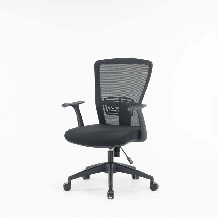 Sedia da ufficio Dcas, Poltrona operativa a rete con braccioli, Seduta ergonomica da ufficio, 60x64h98/108 cm, Nero