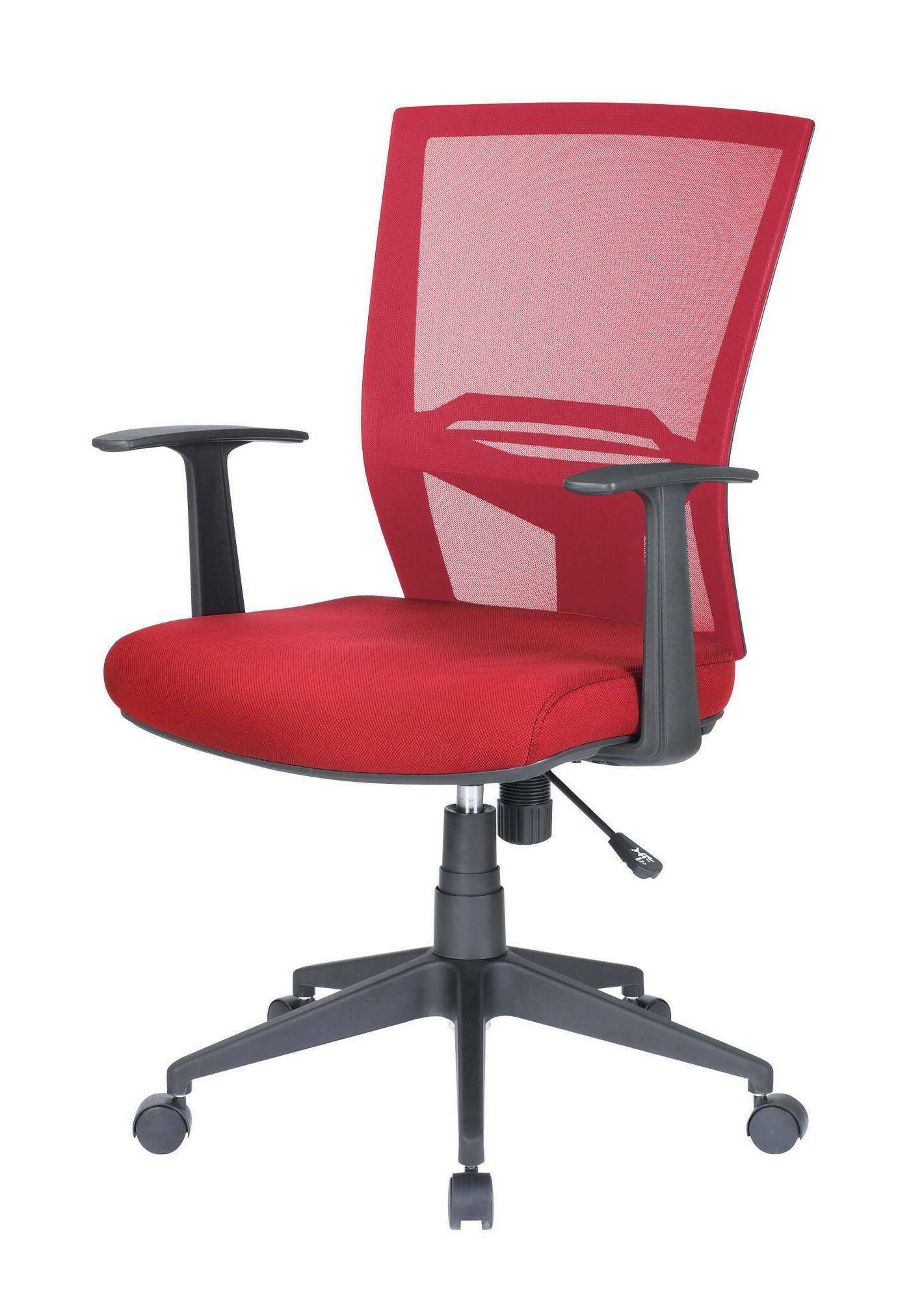 Sedia da ufficio Dlom, Poltrona direzionale a rete con braccioli, Seduta ergonomica da ufficio, 59x64h96/106 cm, Rosso