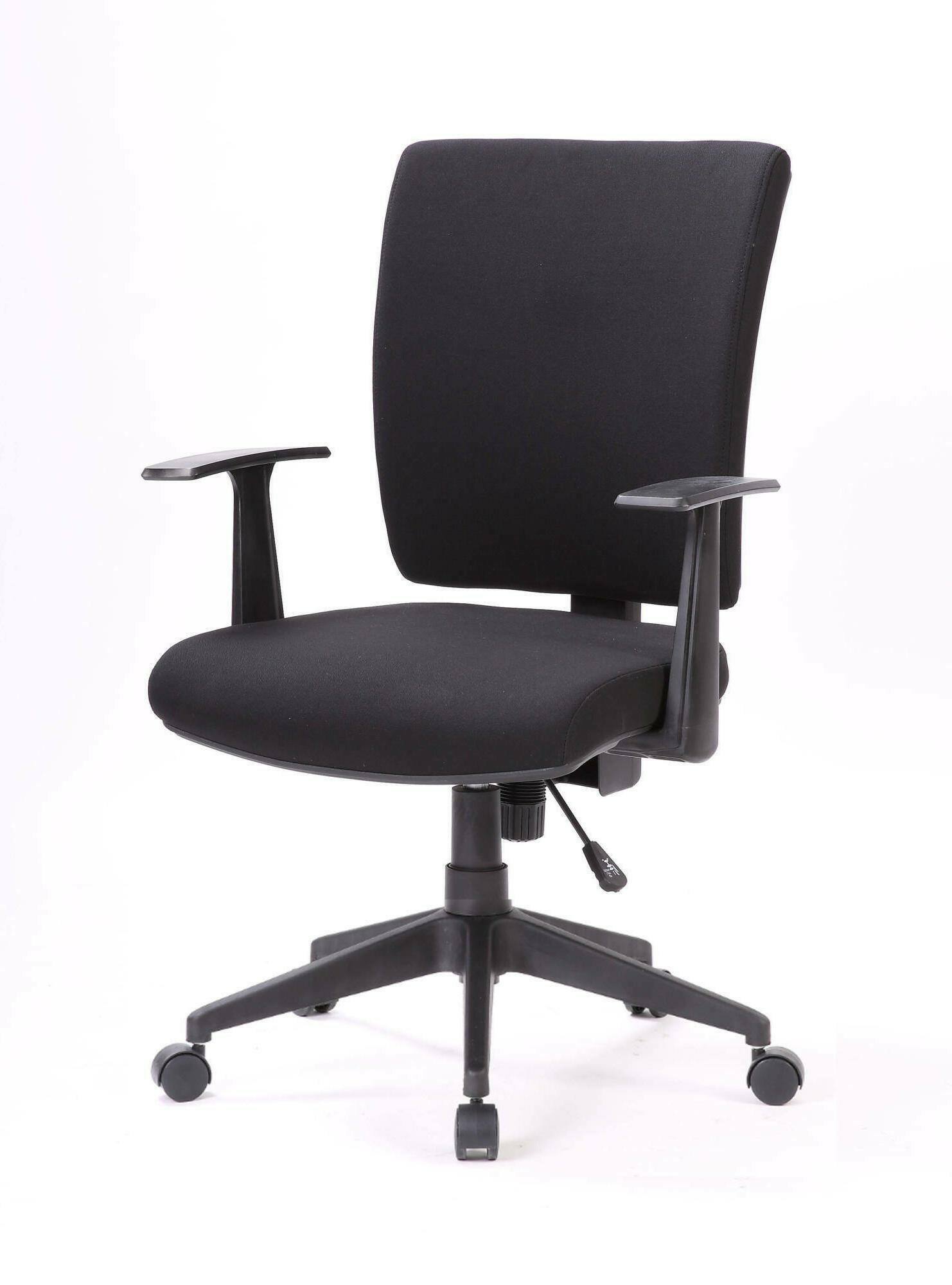 Sedia da ufficio Dlom, Poltrona direzionale con braccioli, Seduta ergonomica da ufficio, 61x65h98/108 cm, Nero