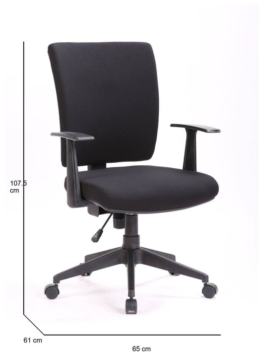 Sedia da ufficio Dlom, Poltrona direzionale con braccioli, Seduta ergonomica da ufficio, 61x65h98/108 cm, Nero