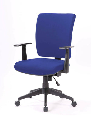 Sedia da ufficio Dlom, Poltrona direzionale con braccioli, Seduta ergonomica da ufficio, 61x65h98/108 cm, Blu