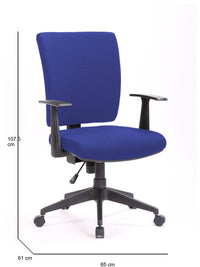 Sedia da ufficio Dlom, Poltrona direzionale con braccioli, Seduta ergonomica da ufficio, 61x65h98/108 cm, Blu