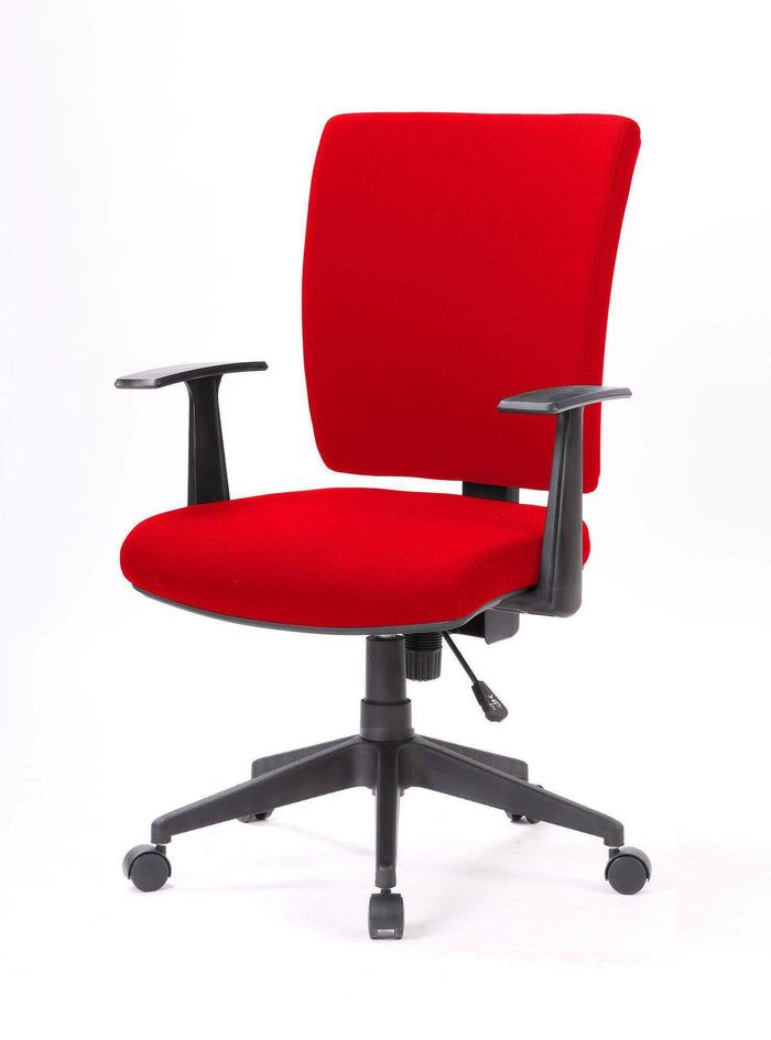 Sedia da ufficio Dlom, Poltrona direzionale con braccioli, Seduta ergonomica da ufficio, 61x65h98/108 cm, Rosso