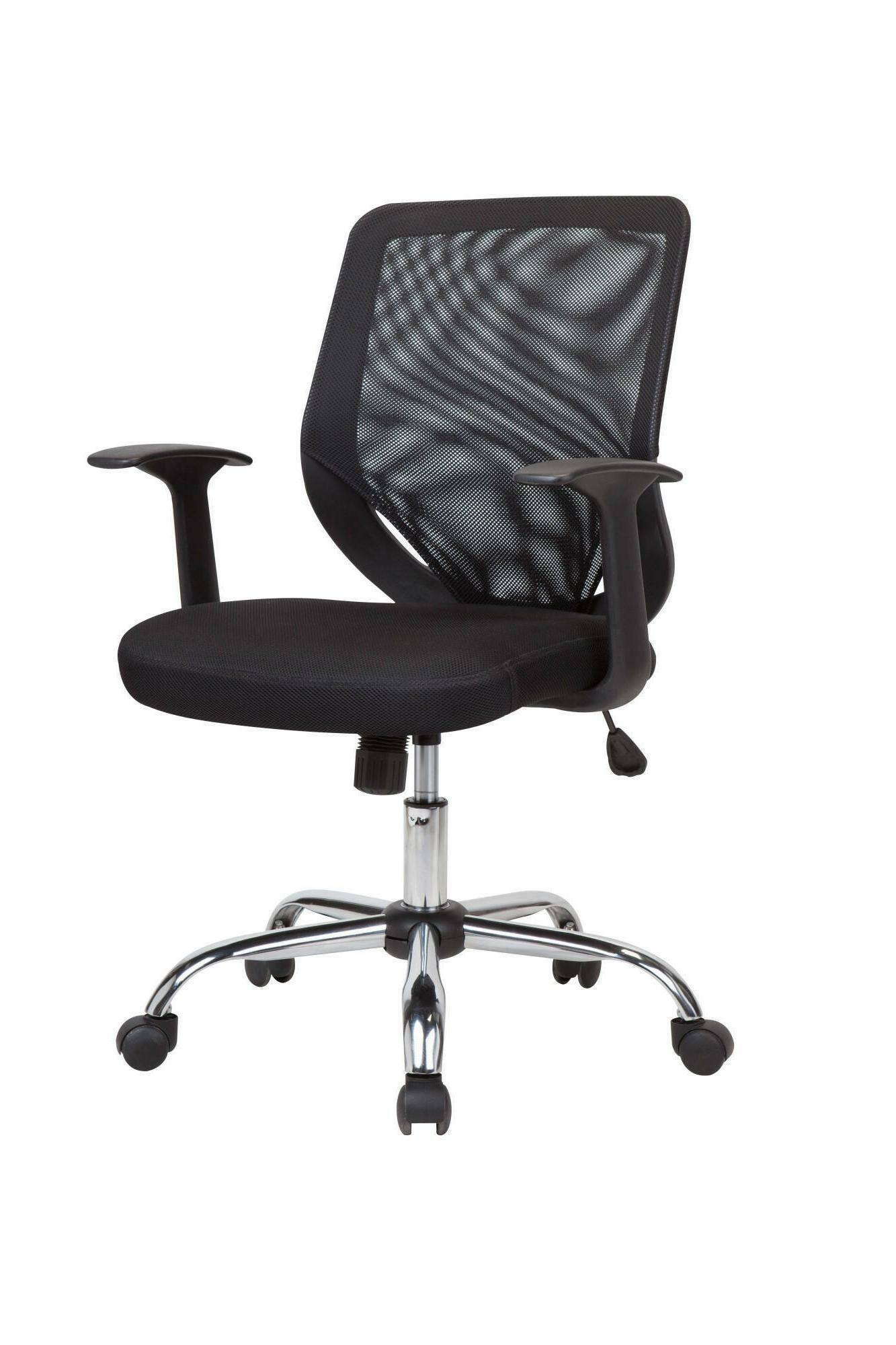 Sedia da ufficio Daaro, Poltrona direzionale a rete con braccioli, Seduta ergonomica da ufficio, 60x54h90/98 cm, Nero