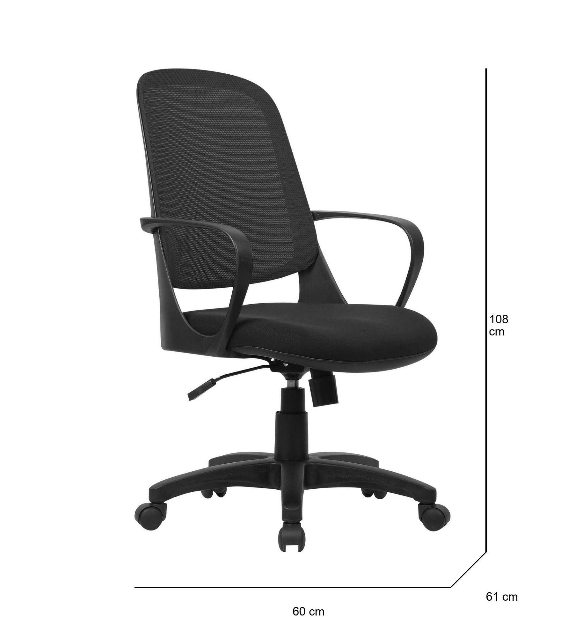 Sedia da ufficio Dbink, Poltrona operativa a rete con braccioli, Seduta ergonomica da ufficio, 61x60h99/108 cm, Nero