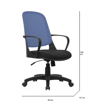 Sedia da ufficio Dbink, Poltrona operativa a rete con braccioli, Seduta ergonomica da ufficio, 61x60h99/108 cm, Nero e Blu