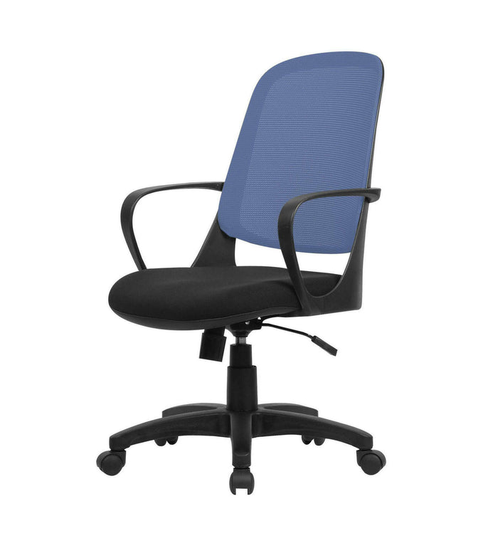 Sedia da ufficio Dbink, Poltrona operativa a rete con braccioli, Seduta ergonomica da ufficio, 61x60h99/108 cm, Nero e Blu