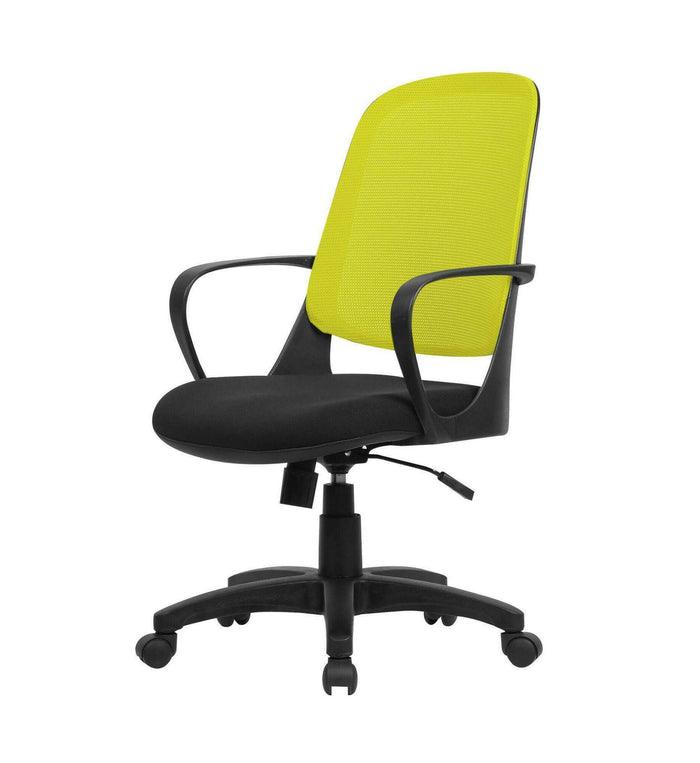 Sedia da ufficio Dbink, Poltrona operativa a rete con braccioli, Seduta ergonomica da ufficio, 61x60h99/108 cm, Nero e Giallo