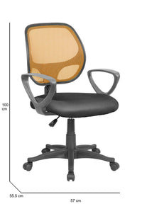 Sedia da ufficio Ddjidj, Poltrona operativa a rete con braccioli, Seduta ergonomica da ufficio, 56x57h88/100 cm, Nero e Arancione