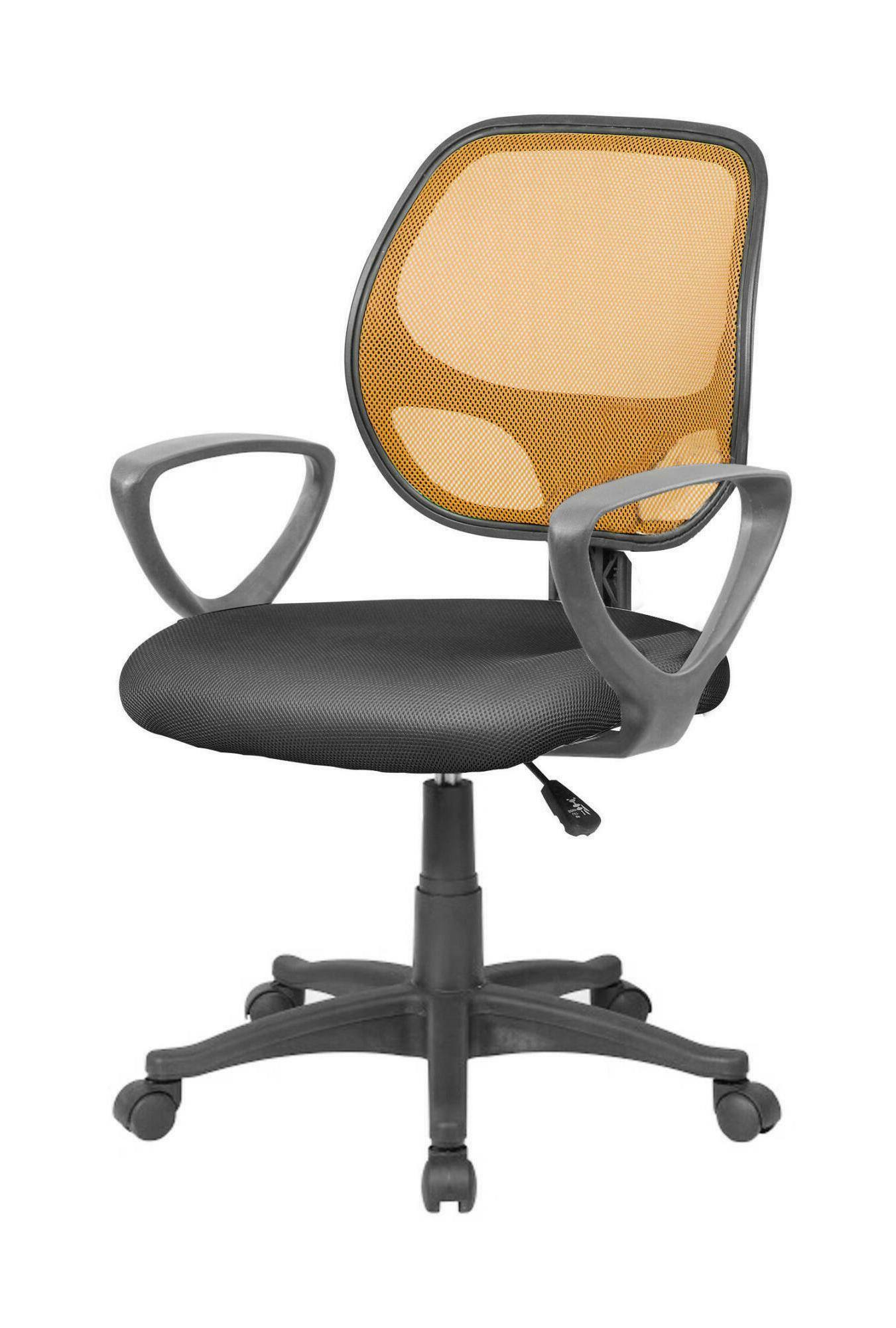 Sedia da ufficio Ddjidj, Poltrona operativa a rete con braccioli, Seduta ergonomica da ufficio, 56x57h88/100 cm, Nero e Arancione