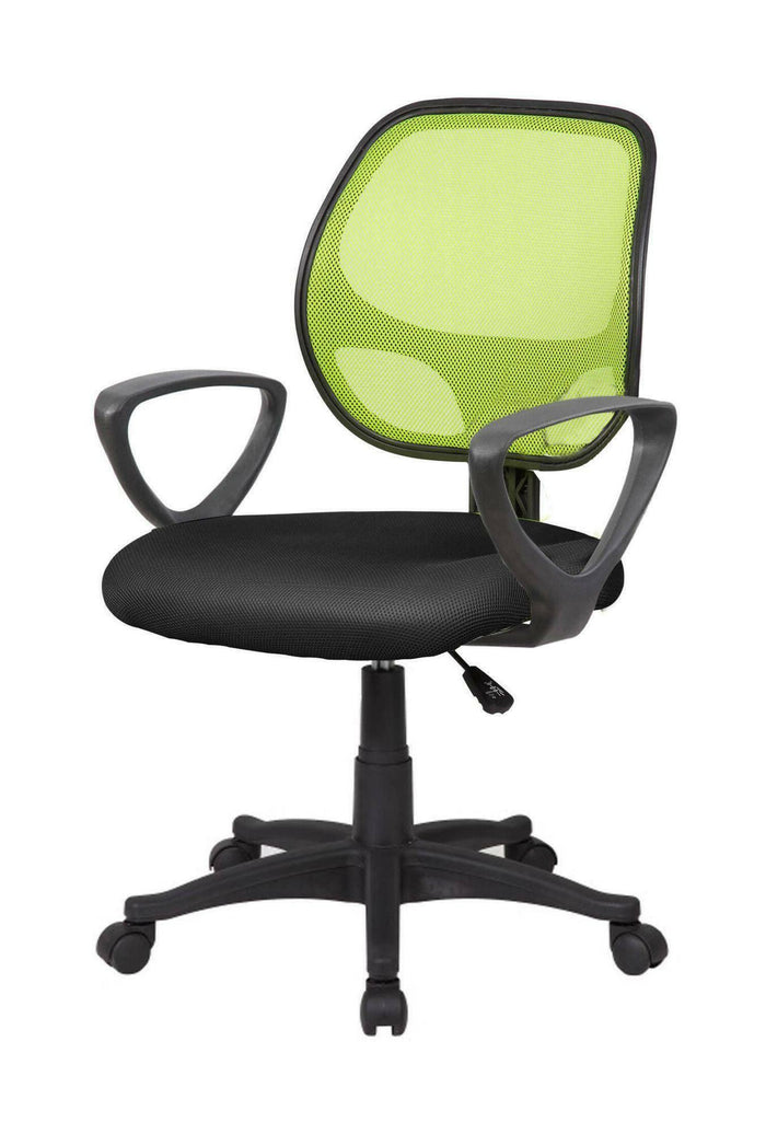 Sedia da ufficio Ddjidj, Poltrona operativa a rete con braccioli, Seduta ergonomica da ufficio, 56x57h88/100 cm, Nero e Verde