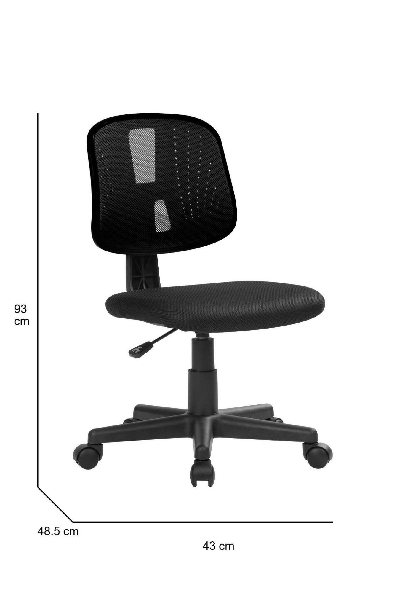 Sedia da ufficio Dlazeti, Sedia operativa da ufficio, Seduta ergonomica da ufficio, 49x43h81/93 cm, Nero