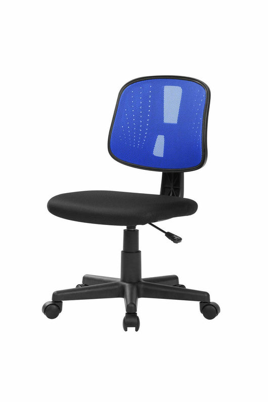 Sedia da ufficio Dlazeti, Sedia operativa da ufficio, Seduta ergonomica da ufficio, 49x43h81/93 cm, Nero e Blu