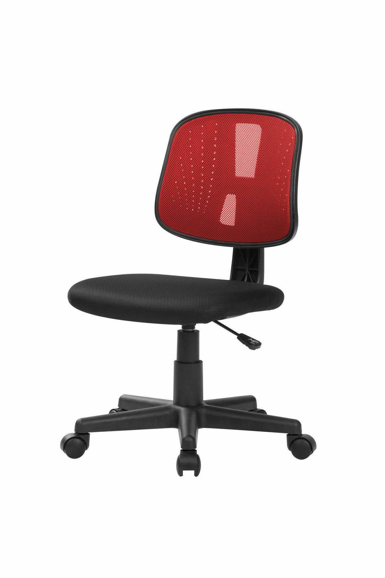 Sedia da ufficio Dlazeti, Sedia operativa da ufficio, Seduta ergonomica da ufficio, 49x43h81/93 cm, Nero e Rosso