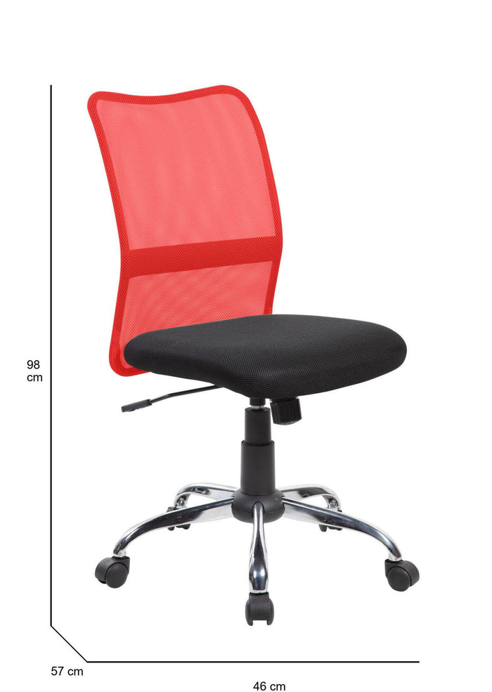 Sedia da ufficio Dana, Sedia operativa a rete, Seduta ergonomica da ufficio, 57x46h90/100 cm, Nero e Rosso