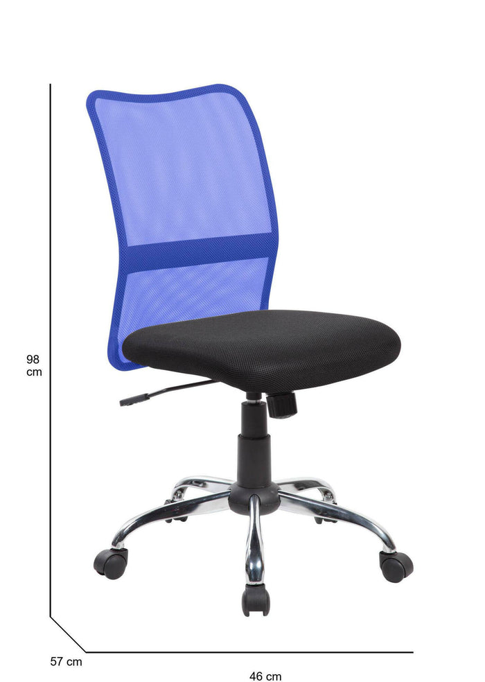 Sedia da ufficio Dana, Sedia operativa a rete, Seduta ergonomica da ufficio, 57x46h90/100 cm, Nero e Blu