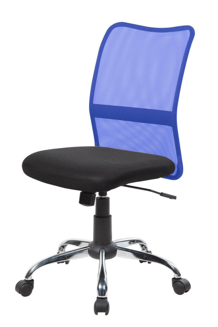 Sedia da ufficio Dana, Sedia operativa a rete, Seduta ergonomica da ufficio, 57x46h90/100 cm, Nero e Blu