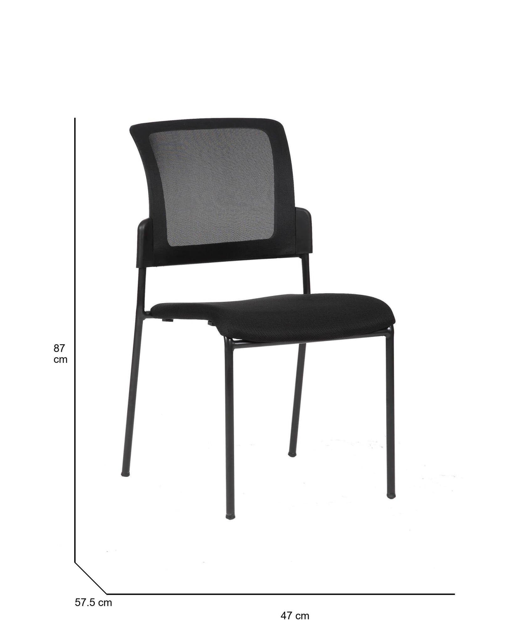 Sedia da ufficio Dangor, Sedia sala da attesa imbottita per ufficio, Seduta ergonomica da attesa, 58x47h87 cm, Nero