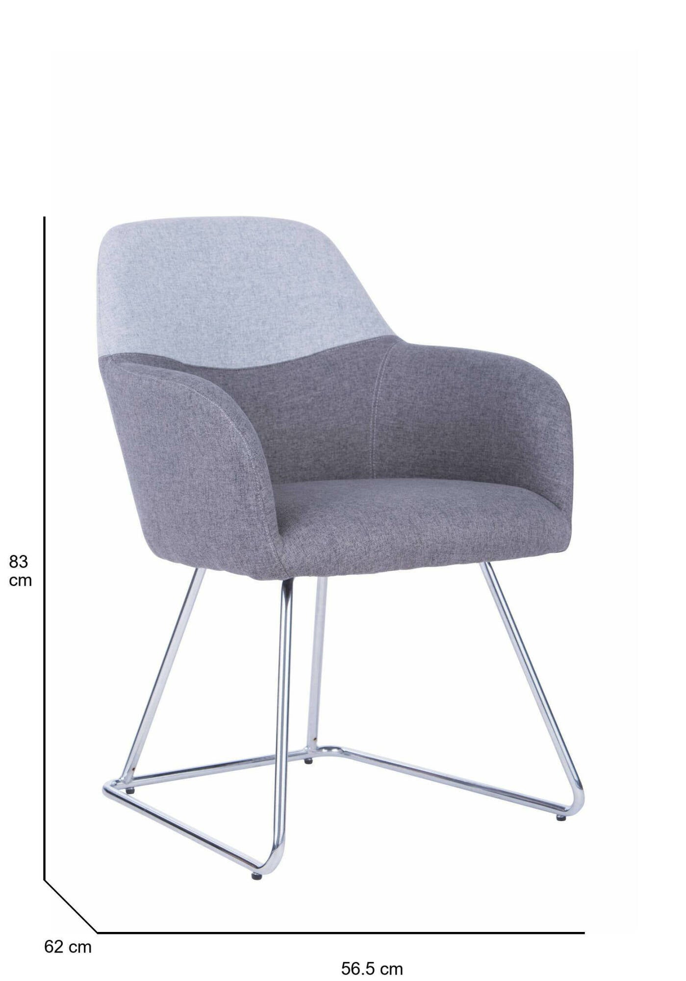 Sedia da ufficio Dmioni, Seduta da attesa con braccioli per ufficio, Seduta ergonomica da attesa, 62x57h83 cm, Grigio