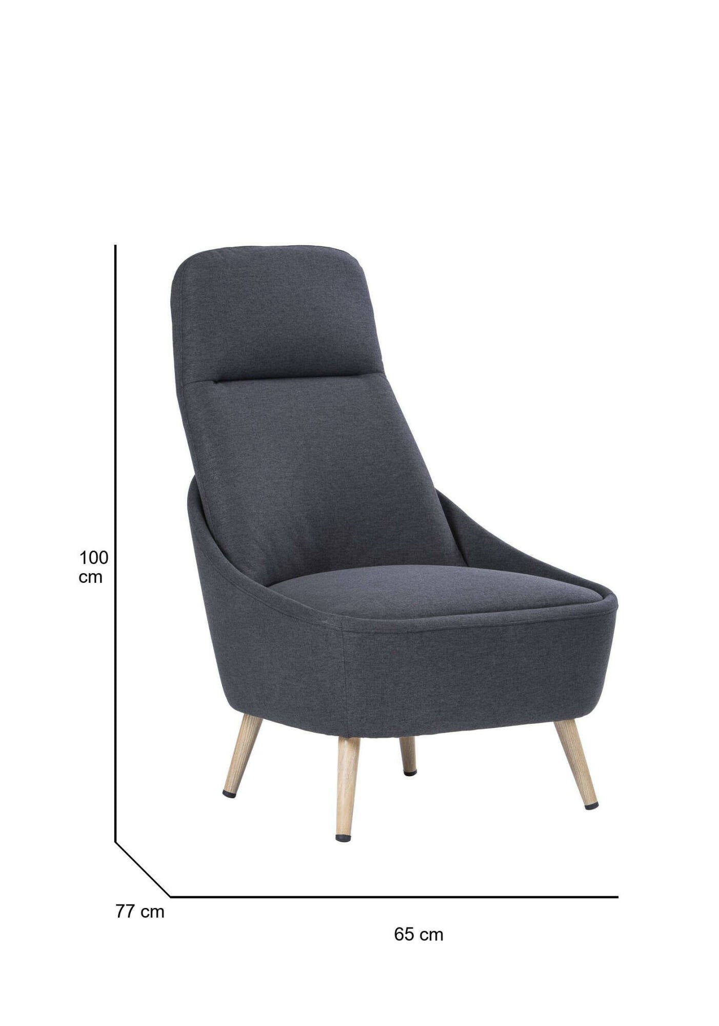 Sedia da ufficio Dcelli, Seduta da attesa per ufficio, Poltrona ergonomica, 77x65h100 cm, Antracite