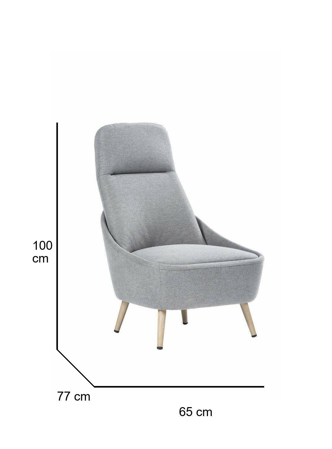 Sedia da ufficio Dcelli, Seduta da attesa per ufficio, Poltrona ergonomica, 77x65h100 cm, Grigio