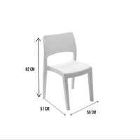 Sedia da esterno Dametran, Sedia per tavolo da pranzo, Poltrona outdoor, Seduta da giardino, 100 % Made in Italy, 50x51h82 Cm, Bianco