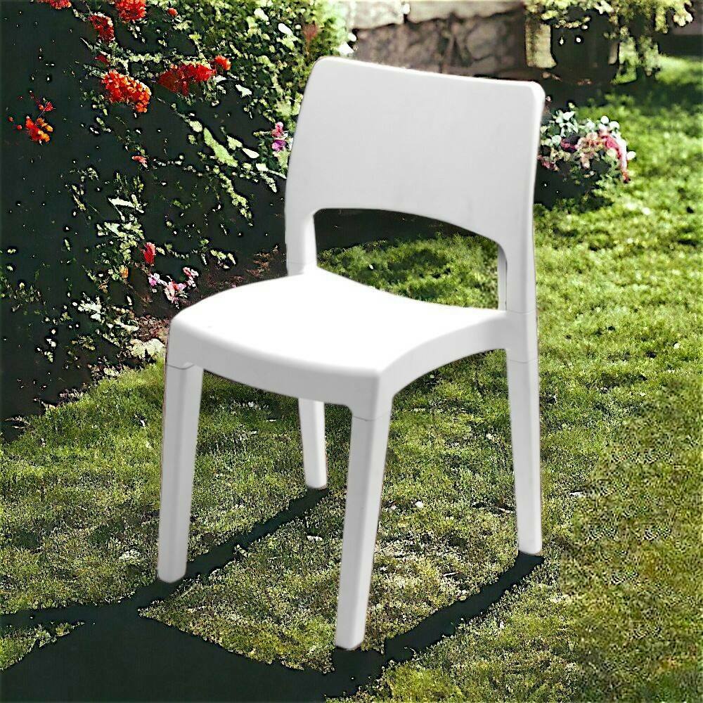 Sedia da esterno Dametran, Sedia per tavolo da pranzo, Poltrona outdoor, Seduta da giardino, 100 % Made in Italy, 50x51h82 Cm, Bianco