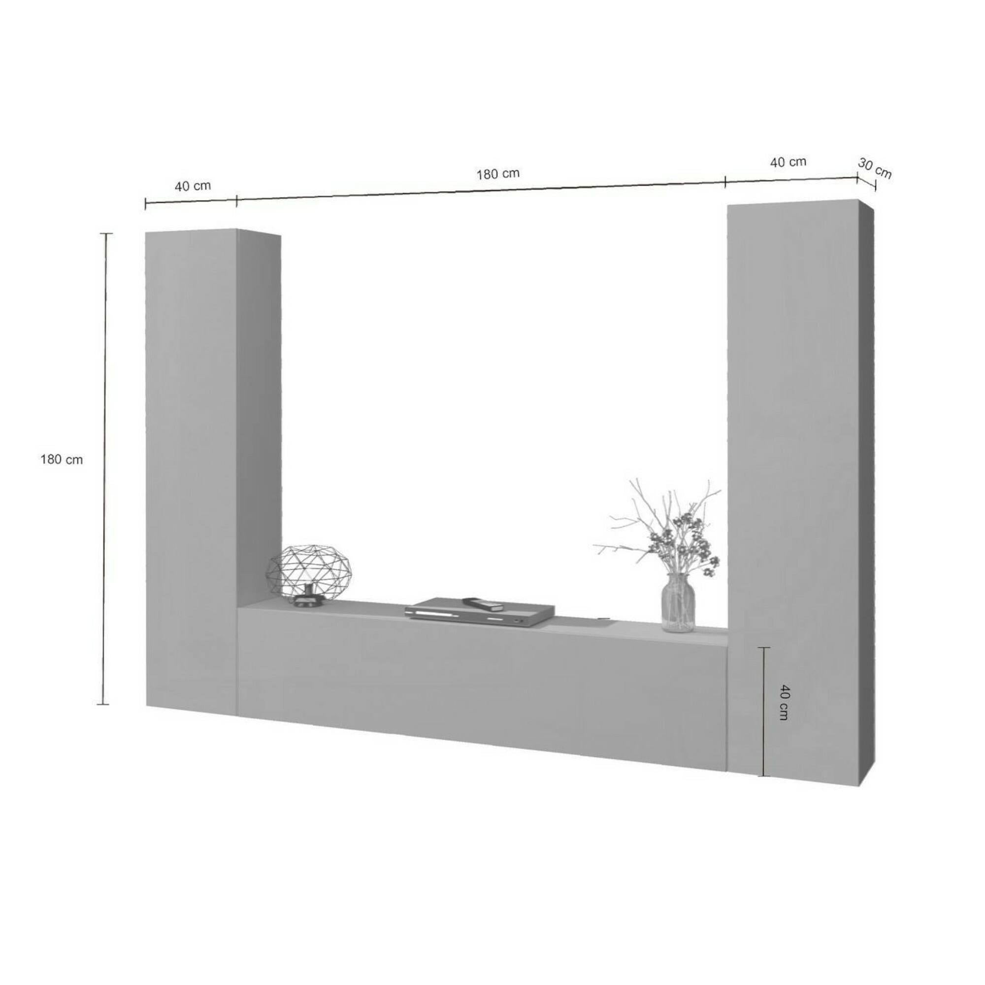 Parete attrezzata Ddurmis, Set salotto porta TV a 3 ante, Mobile soggiorno multiuso, 100% Made in Italy, cm 260x30h180, Antracite