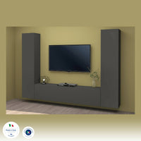 Parete attrezzata Ddurmis, Set salotto porta TV a 3 ante, Mobile soggiorno multiuso, 100% Made in Italy, cm 260x30h180, Antracite