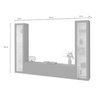 Parete attrezzata Dduc, Set salotto porta TV a 3 ante, Mobile soggiorno multiuso con vetrina e luce LED, 100% Made in Italy, cm 260x30h180, Antracite