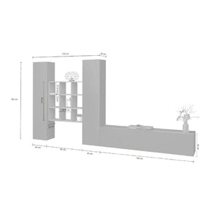 Parete attrezzata Dcarbon, Set salotto porta TV a 3 ante, Mobile soggiorno multiuso, 100% Made in Italy, cm 270x30h180, Antracite e Acero