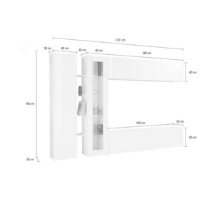 Parete attrezzata Dborin, Set salotto porta TV a 4 ante, Mobile soggiorno multiuso, 100% Made in Italy, cm 280x30x180, Antracite