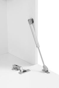 Parete attrezzata Dbenal, Set salotto porta TV a 5 ante, Mobile soggiorno multiuso, 100% Made in Italy, cm 340x30h180, Bianco lucido