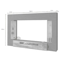 Parete attrezzata Dberard, Set salotto porta TV a 6 ante, Mobile soggiorno multiuso con luce LED, 100% Made in Italy, cm 290x40h191, Antracite e Acero