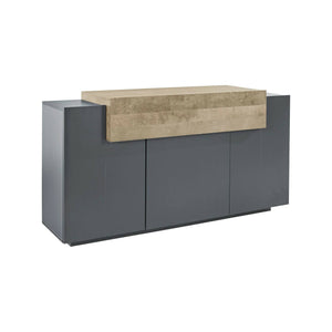 Credenza Dmem, Madia da cucina a 3 ante, Buffet da soggiorno, 100% Made in Italy, cm 160x46h85, Antracite e Acero